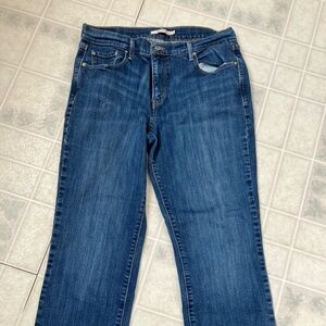 Levi's 505 straight cropped Raw‎ Edge Blue Denim crops